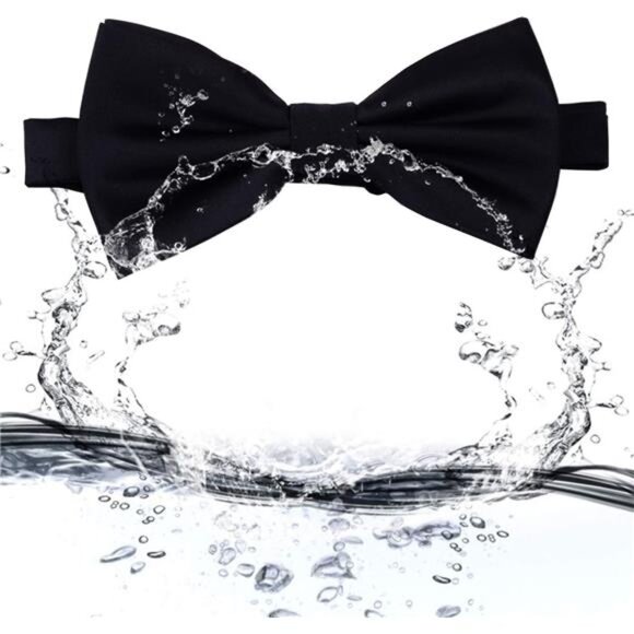 Mens Solid Color Double Fold Pre-tied Bow Tie and Pocket Square Cufflink Set - Picture 5 of 8